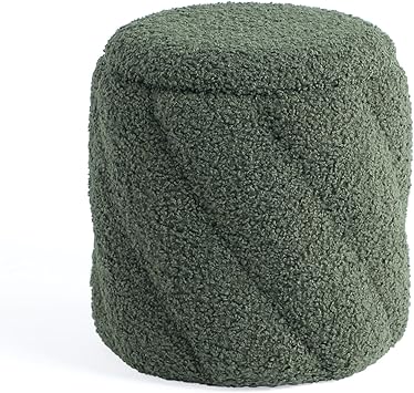 Get Set Style Round Ottoman with Soft Padded Seat, Storage Vanity Stool for Makeup, Upholstered Footrest Stool Ottoman Foot Stool for Living Room, Bedroom