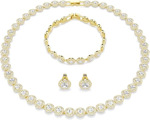 Swarovski Una Angelic set, Set (3), Round cut, Clear, Gold-tone Finish