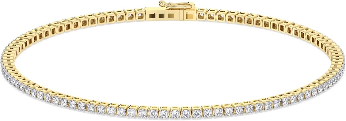 Sparkles 1ct–5 Carat Lab Grown Diamond Tennis Bracelet for Women, 7 Inch, 14K Gold, EF VS Clarity, 4 Prong Set, IGI Certified Fine Jewelry Gift