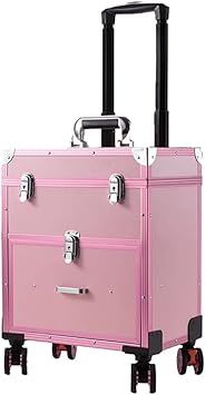 Makeup Luggage Travel Suitcase Cosmetics Storage Box Retro Professional Trolley Wheel Carry Case