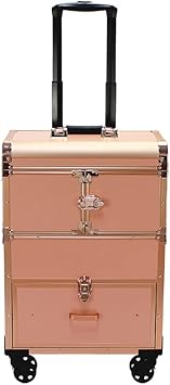 Trolley Cosmetic Bag Beauty Luggage With Wheels Makeup Nail Box Professional Case Rose Gold Suitcase