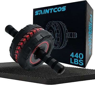 Ab Roller Wheel for Abs Workout - Core Strength Training Equipment for Home Gym with Knee Pad, Abdominal Exercise Wheel for Men and Women