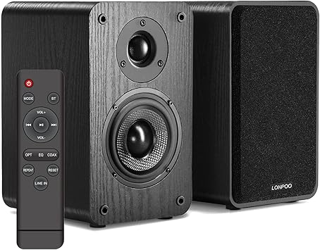 LONPOO Powered Bookshelf Speakers - Wireless 100W RMS Bluetooth with eARC - Powerful Home Music System - Home Theater Systems, Studio Monitors