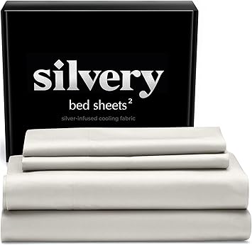 Silver Infused Bed Sheets Set - Award-Winning Self-Cooling Fabric with Self-Cleaning Silvery Technology that Stays Fresh 3X Longer for Hygienic Sleep