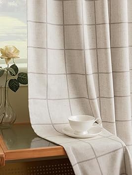 THREE GIRLS Plaid Pinch Pleated Curtains - Modern Luxury Linen Buffalo Blackout Drapes, Thermal Insulated Double Layer Window Panels for Living Room Bedroom, 120 Inches Long Brown 2 Panels Set