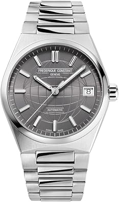 Frederique Constant Ladies Swiss Automatic Highlife Silver-Tone Stainless Steel Watch with Bracelet and Additional Light Blue Rubber Strap, Style: FC-303LG2NH6B