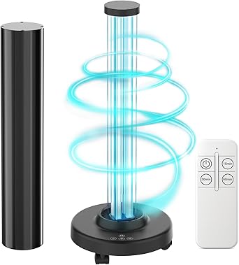 SANSI 100W UVC Disinfection Cart with Wheels, Portable Mobile UV Light Sanitizer with Remote & 3 Timer Settings, Ozone-Free, 99.9% Germ Kill in 30 Mins for Large Space, Home, Hotel, School