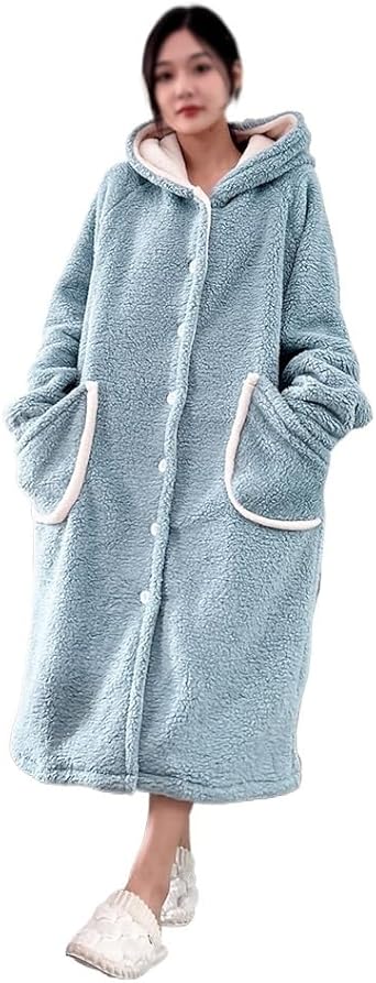 Medium Length Hooded Pajamas, Home Wear, Autumn And Winter Plush And Thickened Oversized Pajamas For Women