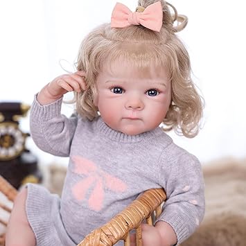 Baby Doll, 18 Inch Realistic Reborn Baby Doll, Weighted Soft Vinyl Body, Poseable Lifelike Newborn Doll with Outfit & Bear Toy Accessory, Gift Set for Kids Age 3+ , Pretend Play (Gray)