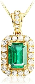 Womens Birthstone Necklace, 18K 750 Gold Necklace with Gemstone Luxurious Lady Necklace Gift