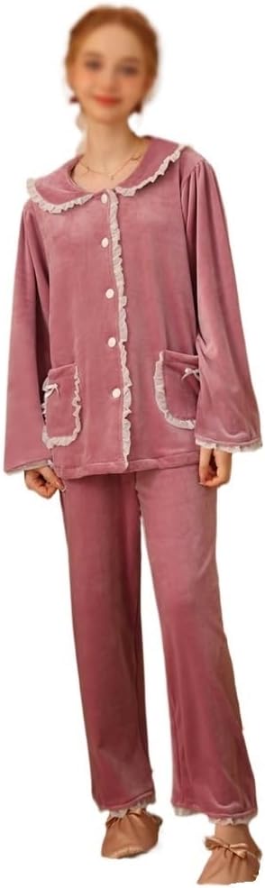 Autumn And Winter Long Sleeved Thick Pajamas, Coral Velvet Two-piece Set, Home Clothing