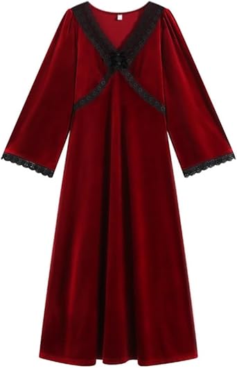 Long Velvet Pajamas Thick Loose Flare Sleeves Home Long Sleeping Skirt Autumn And Winter