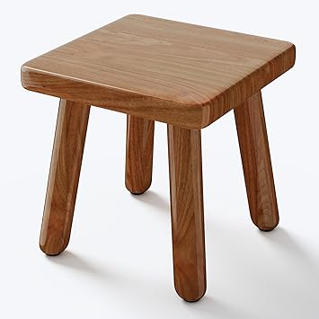 9 Inch Small Wooden Step Stool, multi-functional footstool, shoe changing stool, indoor plant stand, portable and sturdy, suitable for living room, kitchen, bedroom, bathroom (Walnut wood color)