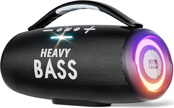 HEAVY BASS Speakers Bluetooth Wireless, 80W Max Loud Portable Speaker with Deep Bass, 20H Playtime, IPX6 Waterproof, Dual Pairing, Perfect for Home,Party,Travel,Outdoors (Black, Large)