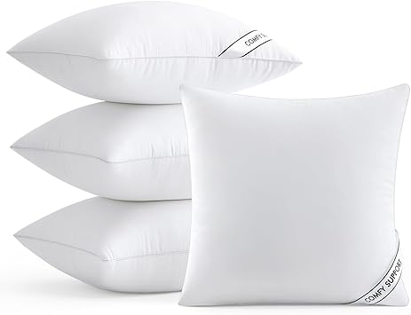 MIULEE 18x18 Inch Pillows Inserts, Pack of 4 Down Alternative Virgin Filling Comfy Support Throw Pillows for Sofa Couch Bed