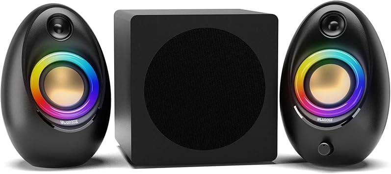 Bluedee Computer Speakers with Subwoofer, 2.1 PC Speakers with Deep Bass and 80W Peak Power, Adapter Powered, Bluetooth 5.4 & USB/USB-C/AUX-in, RGB Desktop Speakers for Computer, Laptop, Monitor