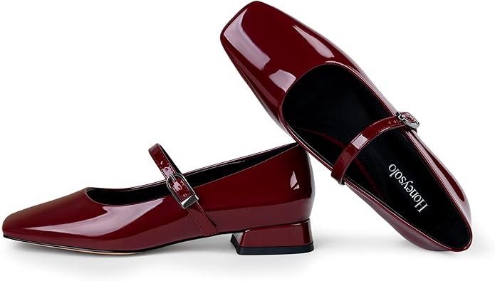 Mary Janes for Women Comfortable Slip on Dressy Shoes Low Heel Balllet Flats Square Toe Wedding Mary Jane Flats Casual Cute Work Pumps