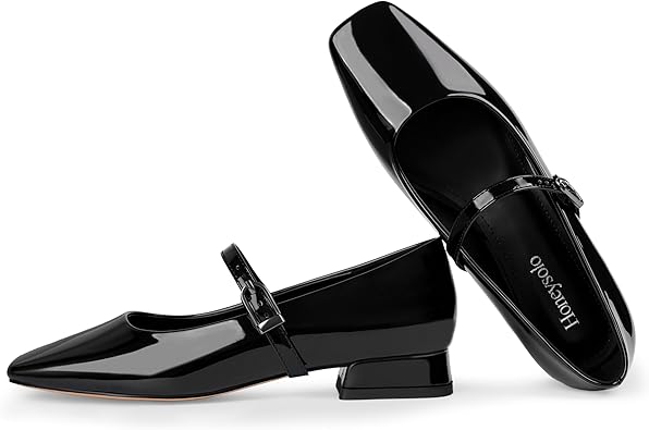 Mary Janes for Women Comfortable Slip on Dressy Shoes Low Heel Balllet Flats Square Toe Wedding Mary Jane Flats Casual Cute Work Pumps