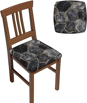 Bar Stool Cover Soft Square Seat Cushion Washable Slipcovers Black Stone Stool Covers Modern Chair Cushion Non-Slip Seat Covers Elastic Bar Slipcovers for Swivel Chair or Barstool