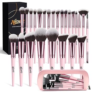 25PCS Makeup Brushes Set with Travel Case, Professional Makeup Brush Kit for Foundation, Concealer, Powder, Eyeshadow & Blush, Essential Cosmetic Tools, Portable Travel Gift Set (Pink)