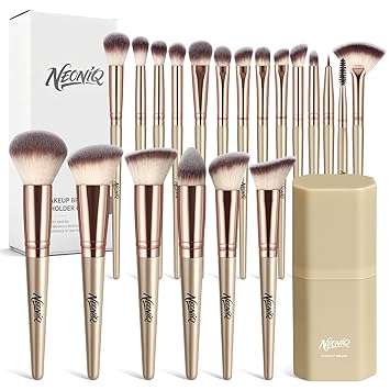 20 PCS Travel Makeup Brush Set, Makeup brushes, Professional Foundation Eyeshadow Concealer Blush Powder Bronzer Brushes,Versatile Face Make Up Tools with Travel Makeup Case（Champagne Gold）