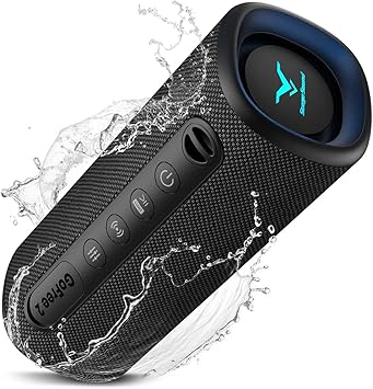 Portable Wireless Bluetooth Speaker, IP67 Waterproof Outdoor Speaker, Loud Bass, BT 6.0, 12H Playtime, RGB Colorful Lights, TWS Pairing & USB Playback, Rugged Built for Home, Beach, Pool Party, Shower