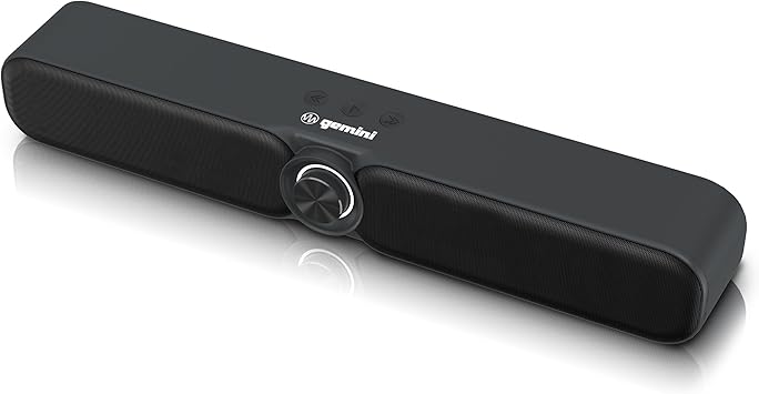 Gemini Portable Battery-Powered Bluetooth Soundbar with Built-in FM Radio, USB & microSD — Wireless Speaker for Gaming, Desk, TV & Bedroom (GSBR-20)