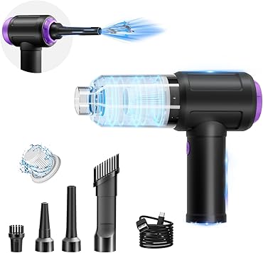 14.5KPA Computer Vacuum Cleaner &Cordless Electric Air Duster 3-in-1,110000RPM Replaces Canned Air for PC Tower &Laptop Sewing Machine Keyboard Vac USB Rechargeable Desk Crumbs Dust Cleaner