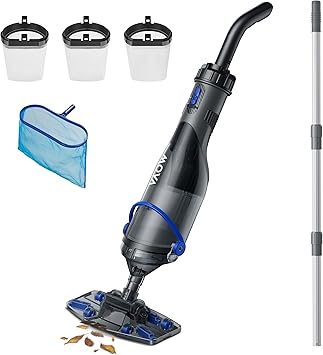 MOVA Handler V10 Cordless Pool Vacuum, 18.5 GPM Suction, Transparent Suction Head & 5.9ft Telescopic Pole and Skimmer Net, 60min Runtime, Handheld Rechargeable Pool Cleaner for All Pool Types, IPX8