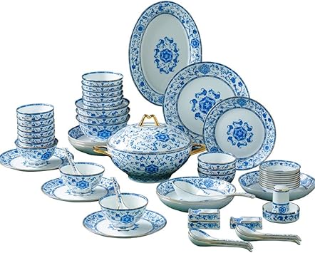 Palace Chinese Ceramic Tableware Set And White Porcelain Household Gift Bowls And Plates