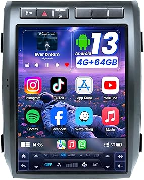 [8Core 4G+64G] Car Radio for Ford F150 2009-2012: 12.1'' HD Touchscreen Stereo with Wireless Carplay Android Auto 5G WiFi GPS Bluetooth FM AM 48EQ RDS SWC, Backup Camera (Support OTA Upgrade)