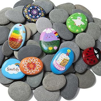 Simetufy 85 Pcs Rocks for Painting, River Rocks to Paint, 2-3" Flat & Smooth Painting Rocks for Crafts, Natural Stones for DIY, Kindness Rocks Garden Decoration