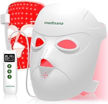 Medisana Red Light Therapy for Face, 3D Facial Fit LED Mask with 415nm Blue 630nm Red 830nm Infrared, 336 Beads, 3 Modes - Cordless & Rechargeable LED Face Mask for Home, Skincare Gifts for Women Mom
