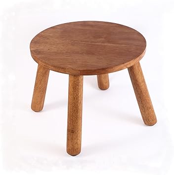 Round Solid Wooden Step Stool， Garden Stool，9.3''H,Plant Stool ，Wood Legs Detachable for Plant Stand, Kitchen, Bathroom，Bedroom，Livingroom (Walnut, 9.3inch)