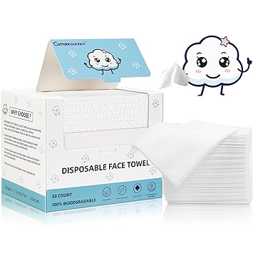 Cottonessence Disposable Face Towels (50 Count) - 10" x 12",Ultra Soft & Absorbent, Lint-Free Makeup Remover Towelettes, Perfect for Sensitive Skin, Travel & Daily Skincare