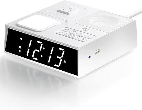 Multi-Functional Sleep Sound Machine with Clock, 41 Built-in Soothing White Noise Songs, 3-Level Bright Touch Switch, 2 USB Power-20W Suitable for Bedrooms and Living Rooms