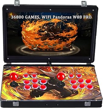 RegiisJoy 36800 in 1 Metal Box Arcade Game Console, 22-inch HD IPS Screen Portable 3D WiFi Pandoras Box W88 pro Retro Folding Gaming Console, Search/Hide/Save/Load/Pause/Add Game