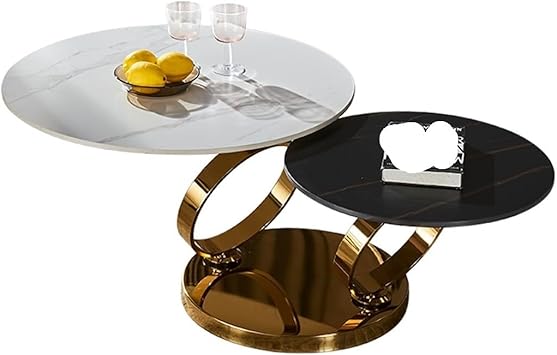 Rock Board Rotating Coffee Table Round Sofa Side Small Apartment Hotel Living Room Furniture
