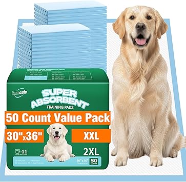 IMMCUTE 50 Pack Dog Pee Pads, 30"x36" Great Value Puppy Pads XL, Pee Pads for Dogs Cats Extra Large, Wee Wee Pads for Potty Training, Disposable Doggie Pads Super Absorbent & Leak-Proof
