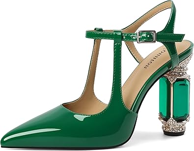 Women's High Heel Pumps Block Heels for Women Slingback Heeled Pointed Toe Shoes Elegant 3.5 Inch Dressy Shoes