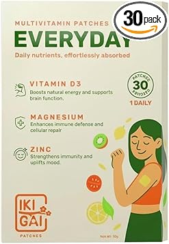 IKIGAI Vitamin D3, Magnesium & Zinc Transdermal Patch – 30 Peel & Stick Daily Vitamin Patches for Men & Women | Easy External Use Only Skin Patches | Pill-Free Supplement Alternative