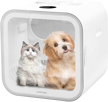 Lucky NAVl Automatic Pet Dryer Box for Cats and Small Dogs, Ultra Quiet 62L Big Capacity Dog Dryer Box, Cat Dryer Cage with Smart Temperature Control, 360" Pet Dryer Box for Pet Grooming（62L）