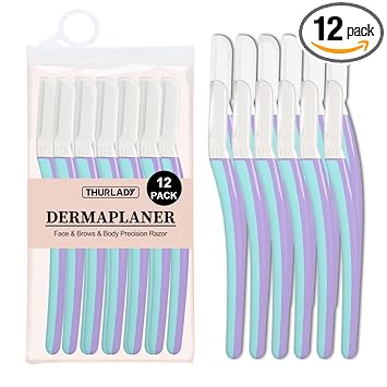 Dermaplane Razor, Face and Eyebrow Razors for women, Exfoliating Facial Razor & Dermaplaner, Skin Care Tool for Smooth Skin, Gentle Exfoliation & Facial Hair Removal, (12 pcs, Wisteria)