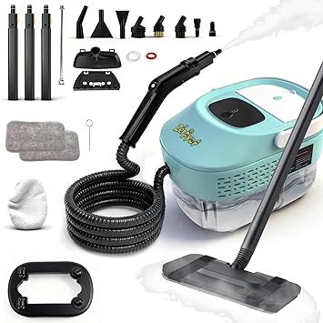 Steam Mop, 2500W High-Pressure Deep Cleaning Steam with 1.69QT Tank, 221°F & 3-Level Temp Steam Cleaner 10S Fast Heat-Up with19 Accessories for Floor, Car, Kitchen, Carpets, Window (MINT GREEN)