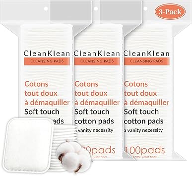 Premium Pure Cotton Pads 300 Count, Soft & Lint-Free Upgraded Edge Stitching Design Cotton Rounds for Face, Unique Three-Layer Structure, Ultra-Absorbent Makeup Remover Pads for All Skin Types
