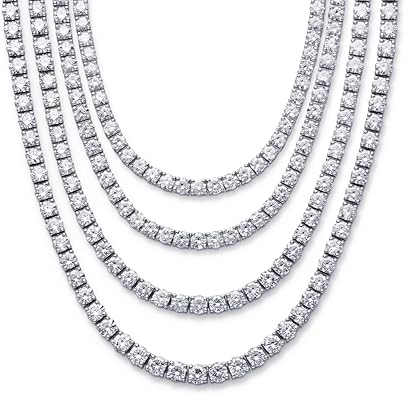 Moissanite Tennis Necklace Gift 2/3/4mm14K Real Gold Plating D Color VVS1 Exellent Cut Moissanite Diamond Tennis Necklace for Women and Men Aniversary/Valentine/Mother's Day/Father's Day Gift