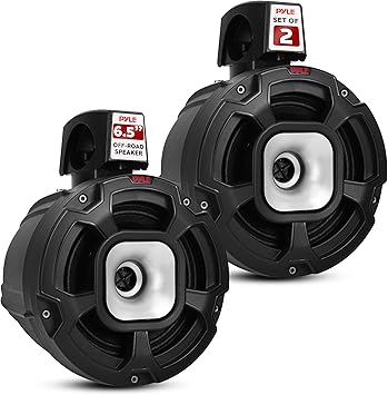 Pyle Waterproof Speakers Setup, 6.5" Outdoor Speaker Pair with 1300 W Power, UTV Sound for Off-Road Use, Marine Setup for Boats, Wired Audio System for ATV and All-Terrain Entertainment