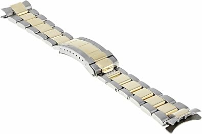 Ewatchparts 20MM GOLD THROUGH BUCKLE 18K/SS WATCH BAND STRAP FOR ROLEX 16753, 16713, 16613
