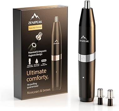 Professional Nose Hair Trimmer for Men & Women, USB-C Rechargeable Electric Ear & Nasal Clipper, Micro-Vacuum, Painless 8000 RPM, 3 Patented Magnetic Heads, Waterproof Travel Kit.