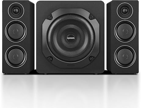 Computer Speakers with Subwoofer, 2.1 Gaming Speaker System for Desktop PC, 160W RMS, 8" Deep Bass, Bluetooth 5.3, AUX/RCA/Optical/Coaxial, Surround Sound for PC/Monitor/TV - Black